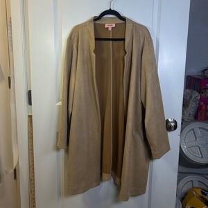 EVRI Women Jacket Faux Suede Open Front Tan 4X